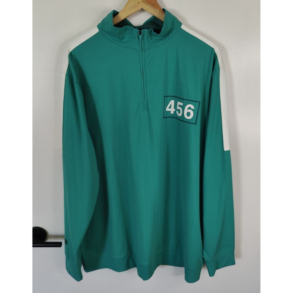 RSVLTS Squid Game 456 Quarter Zip Teal Pullover Shirt Size 3XL Seong Gi-hun Rare